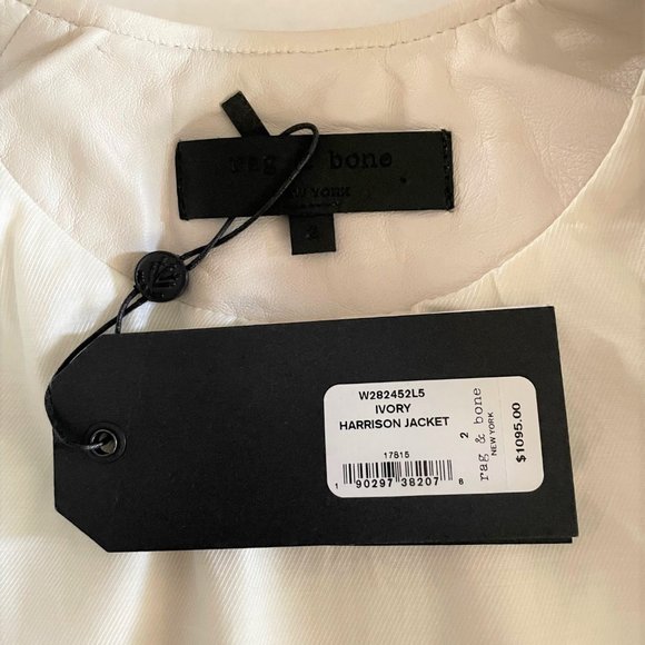 Rag & Bone Harrison Ivory Stretch Panel Leather Jacket - Picture 8 of 14